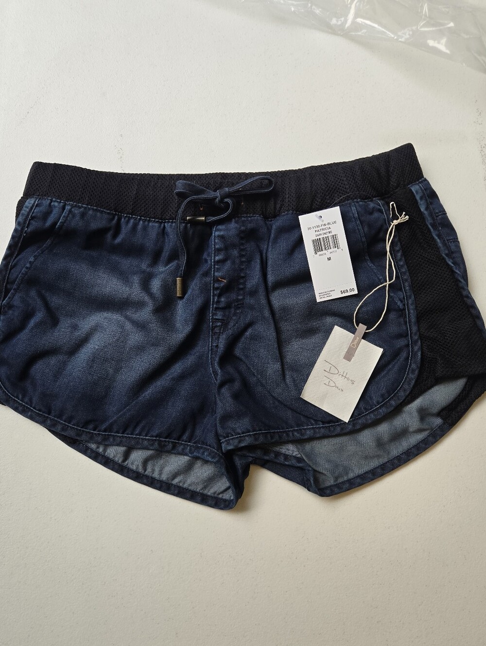 NWT Dittos Doux Patricia Drawstring Athletic Shorts Dark Enzyme Wash